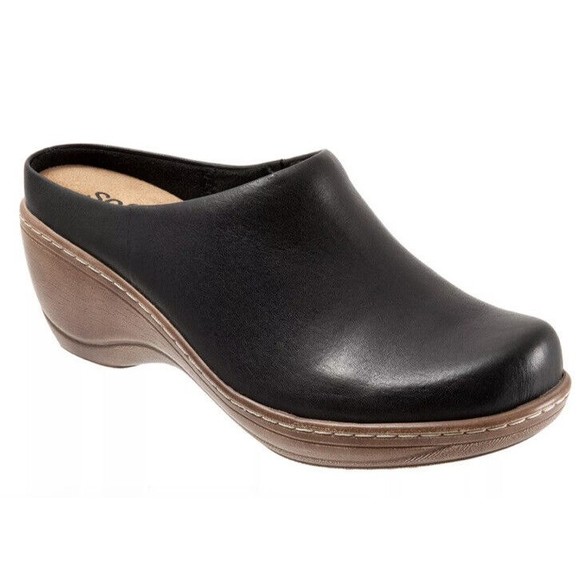 SoftWalk Shoes - Softwalk Women’s Madison Black Leather Clog Sz 10WW NWOT